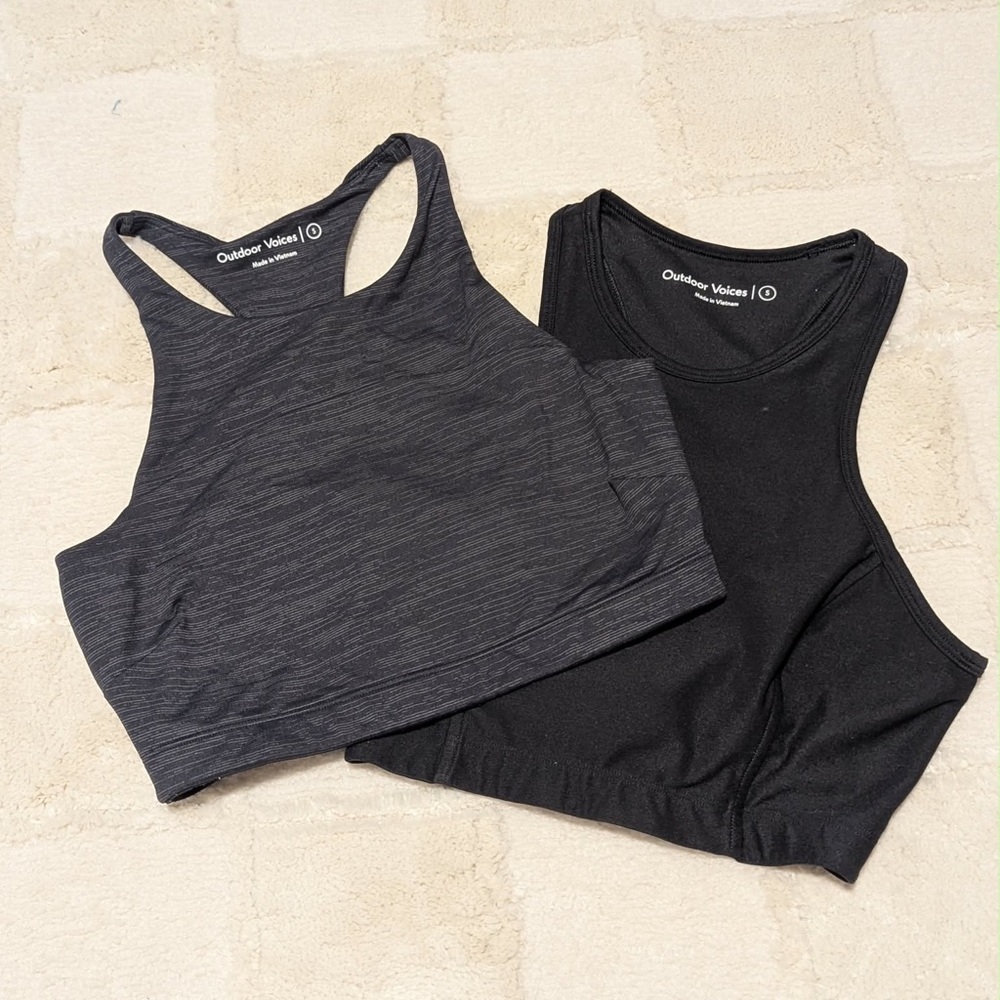 Outdoor Voices Sports Bra Set Black and Grey S